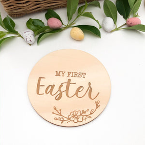 First Easter Wooden Plaque (Vintage Floral)