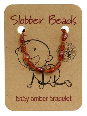 Amber Baby Teething Bracelet (Cognac Oval)
