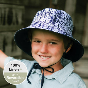 Explorer Kids Reversible Bucket Hat (Shibori/Indigo)