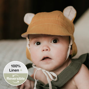 Roamer Baby Reversible Teddy Flap Sun Hat (Maize/Flax)