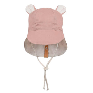 Roamer Baby Reversible Teddy Flap Sun Hat (Rosa/Flax)