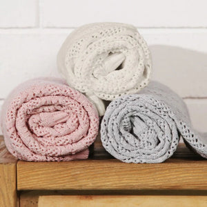 Trellis Open Knit Bassinet Blanket (Milk)