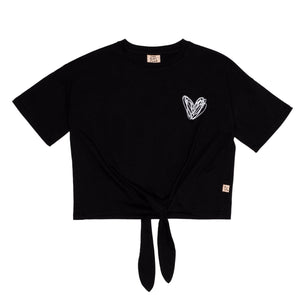 Heart Tie Front Scribble Tee