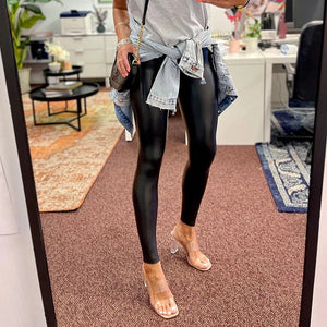 Vegan Leather Leggings - Womens
