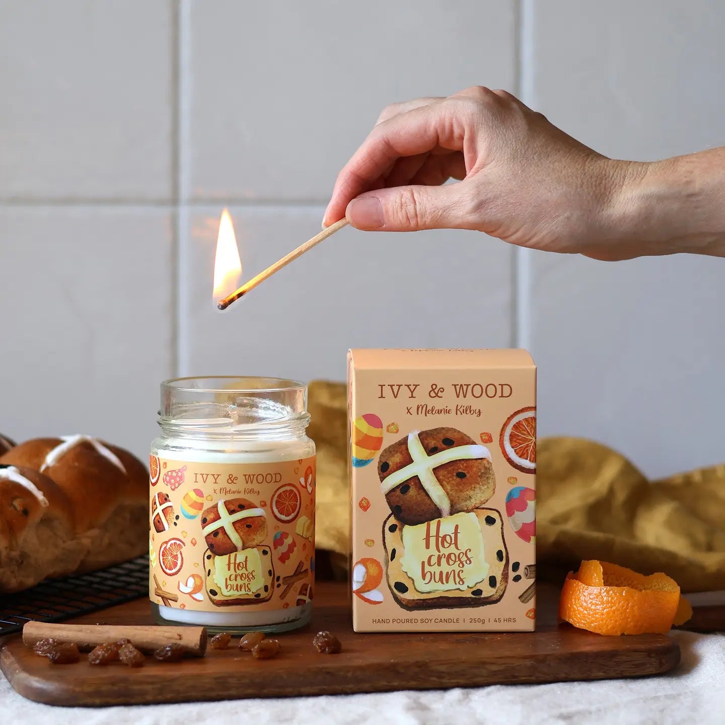 Hot Cross Bun Candle