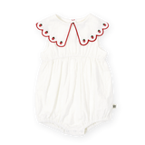 Scallop Collar Strawberry Romper