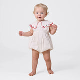 Scallop Collar Strawberry Romper