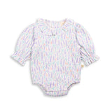 Frill Neck Bodysuit - Lavender Fields