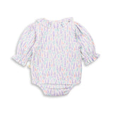 Frill Neck Bodysuit - Lavender Fields