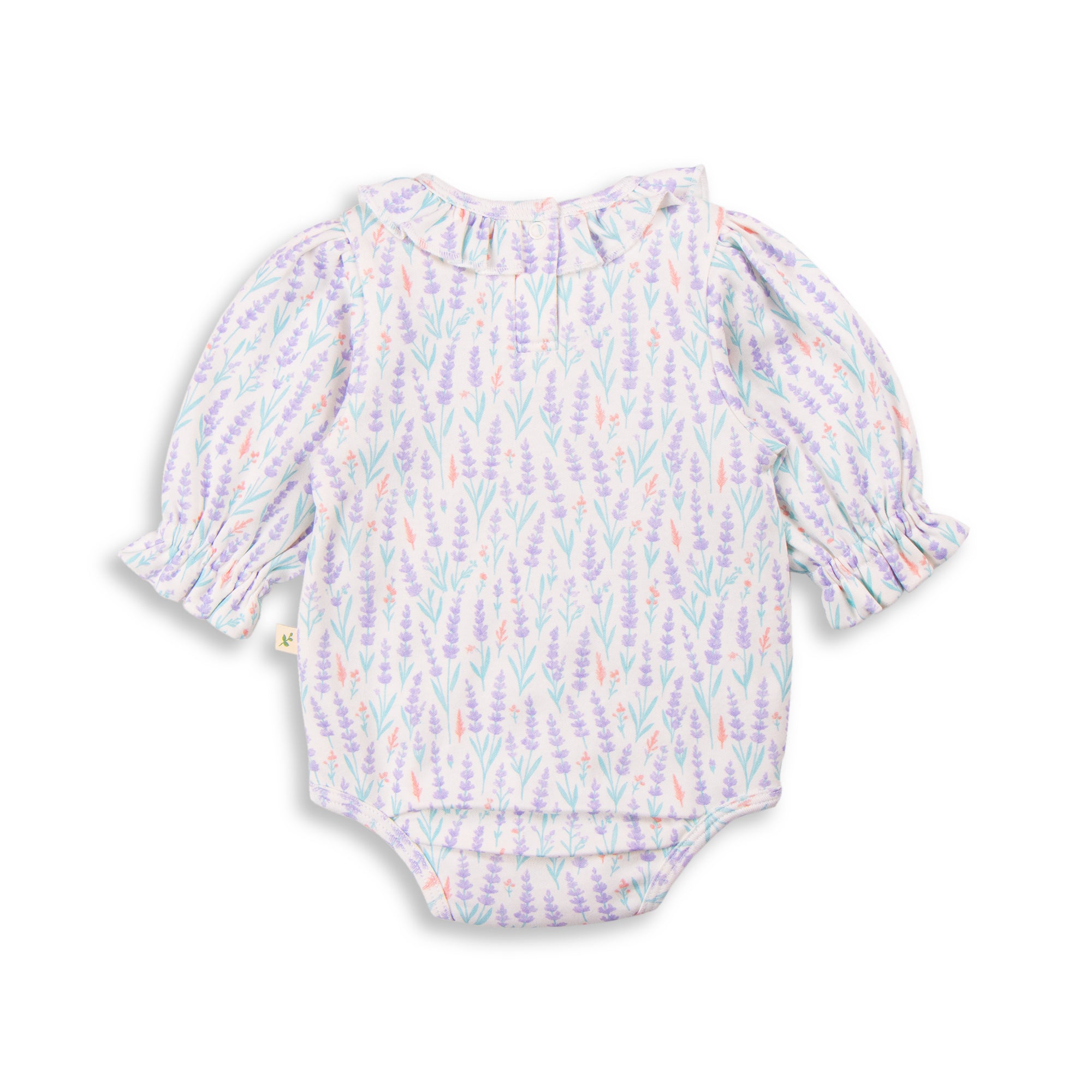 Frill Neck Bodysuit - Lavender Fields