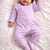 Frill Zipsuit LS - Lavender Stripe