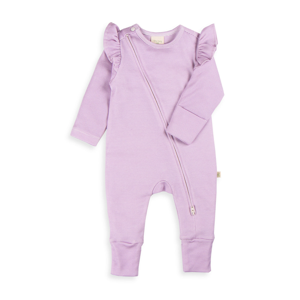 Frill Zipsuit LS - Lavender Stripe