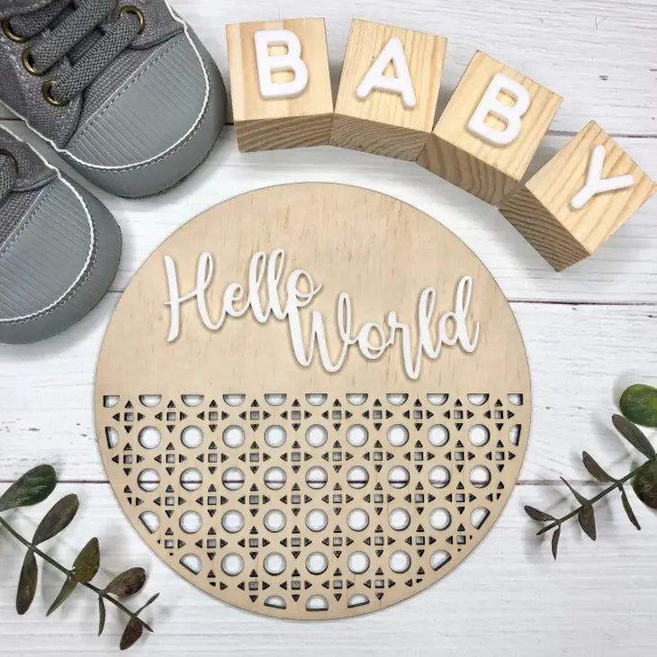 3D Rattan Plaque - Hello World