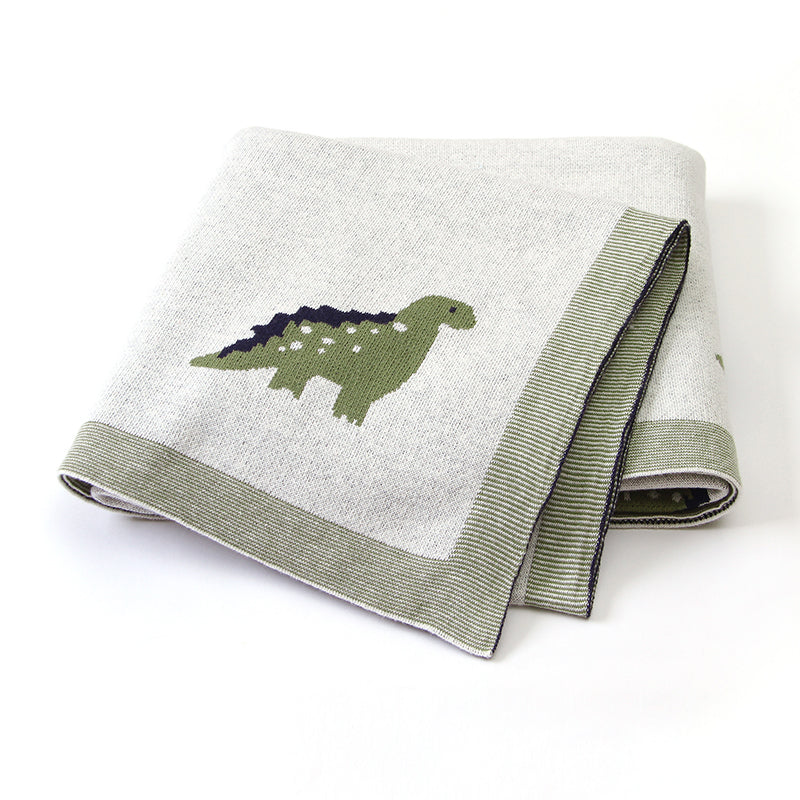Dinosaurs Knit Blanket (Grey)