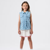 Scallop Edge Chambray Vest