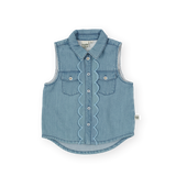 Scallop Edge Chambray Vest