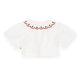 Scallop Collar Strawberry Cropped Blouse