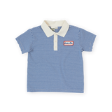 Navy Stripe Logo Polo Top