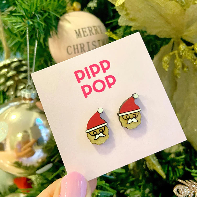 Wooden Santa Studs