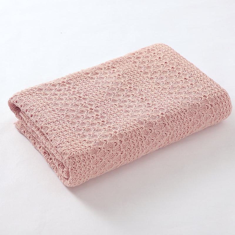 Mixed Weave Knit Blanket (Dusky Pink)
