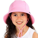 Ponytail Bucket Hat With Strap - Baby Pink