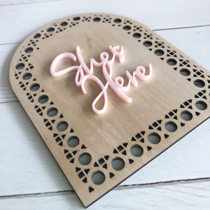 3D Rattan Plaque - She is Here