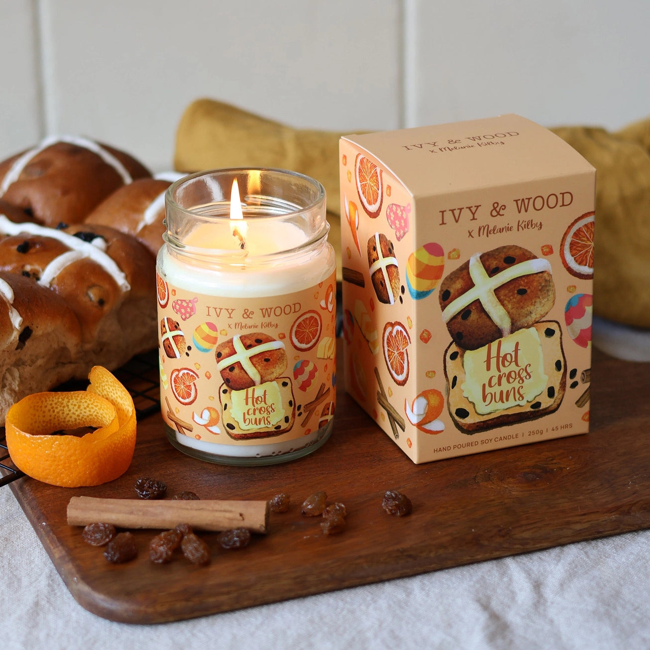 Hot Cross Bun Candle