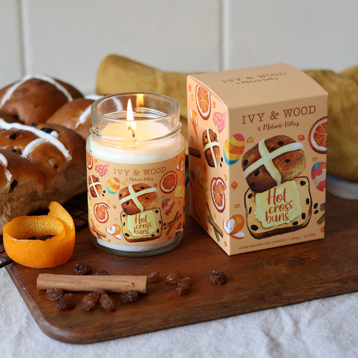 Hot Cross Bun Candle