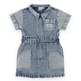 Piper Pinstripe Denim Belted Dress