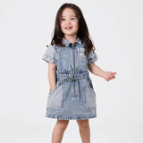 Piper Pinstripe Denim Belted Dress