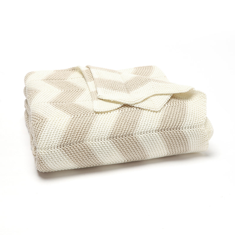 Chevron Stripe Knit Blanket (Camel)