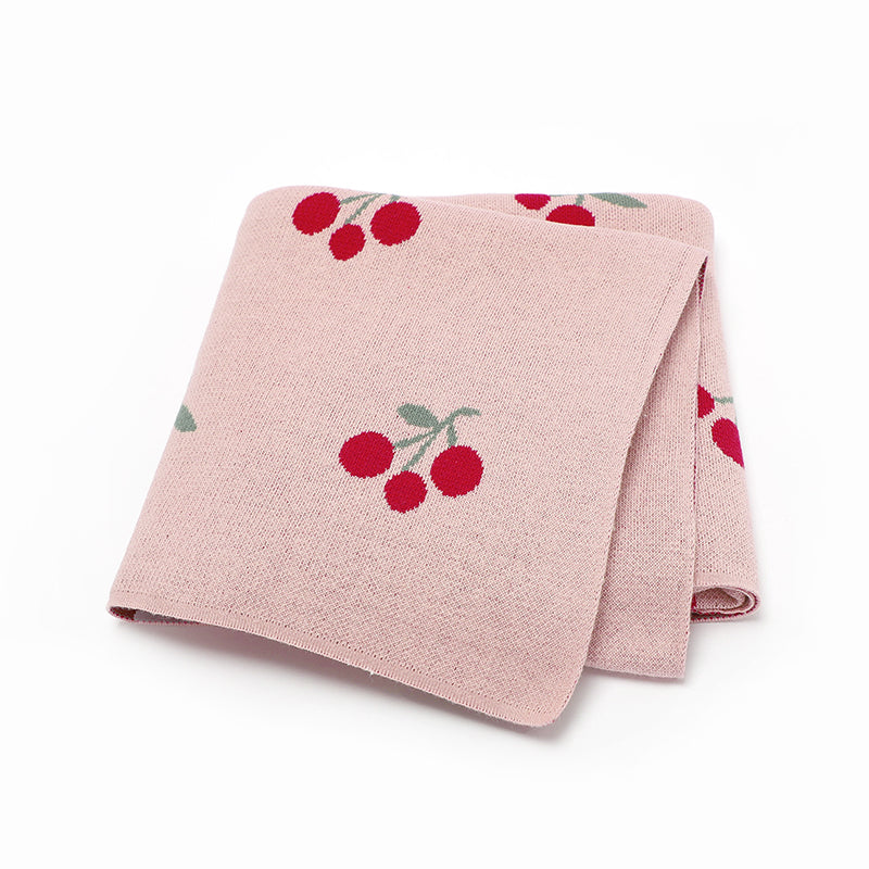 Cherries Knit Blanket (Pink)
