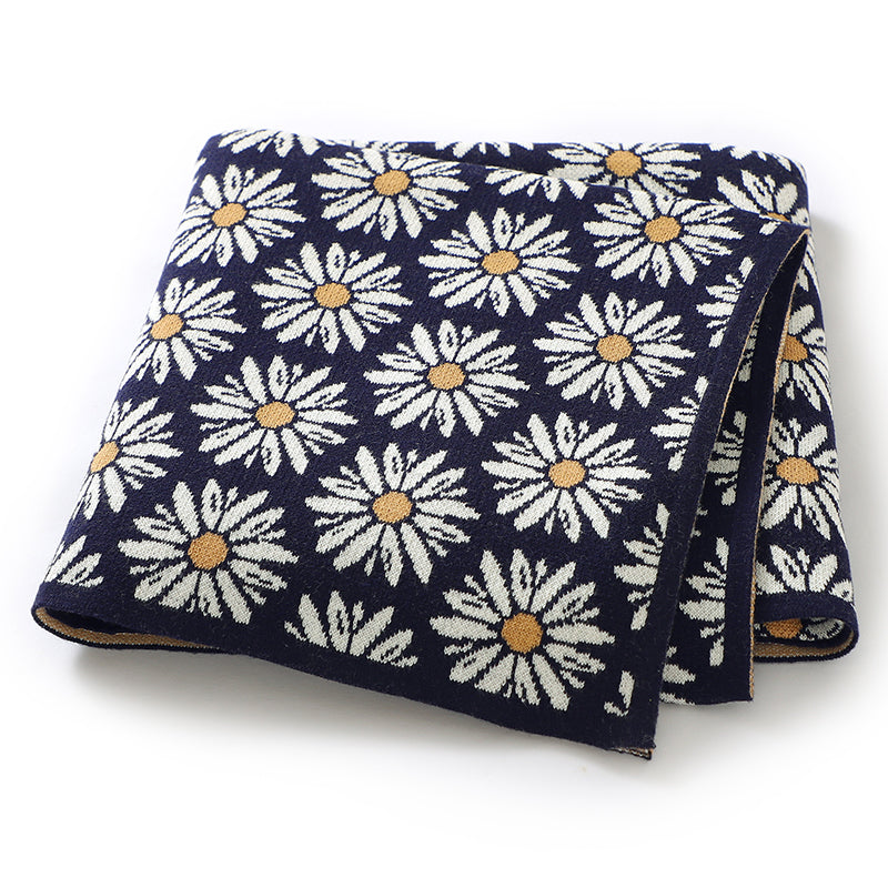 Daisies Knit Blanket (Black)