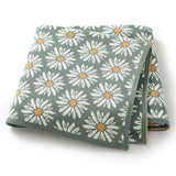 Daisies Knit Blanket (Green)