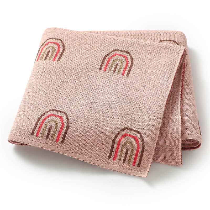 Rainbows Knit Blanket (Pink)