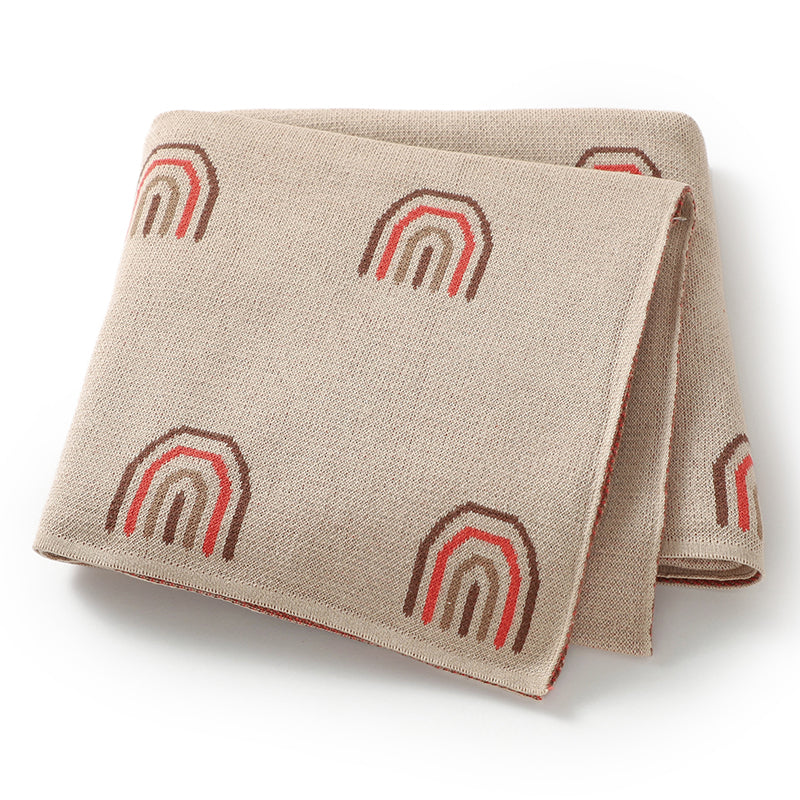 Rainbows Knit Blanket (Camel)