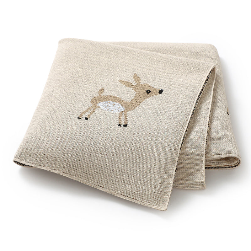 Deer Knit Blanket (Camel)