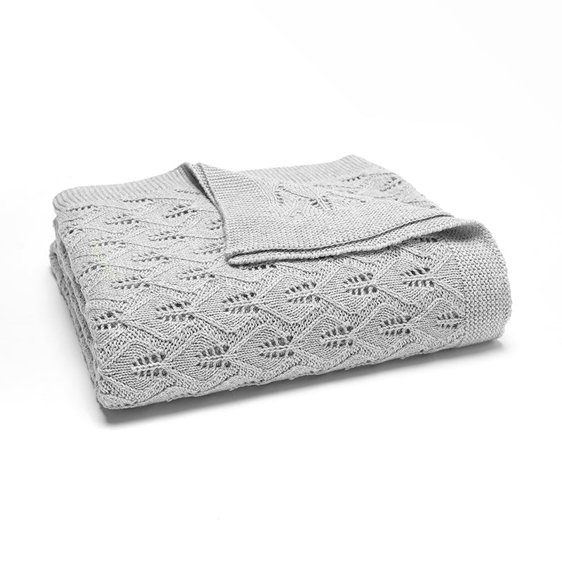 Flower Weave Knit Blanket (Grey)