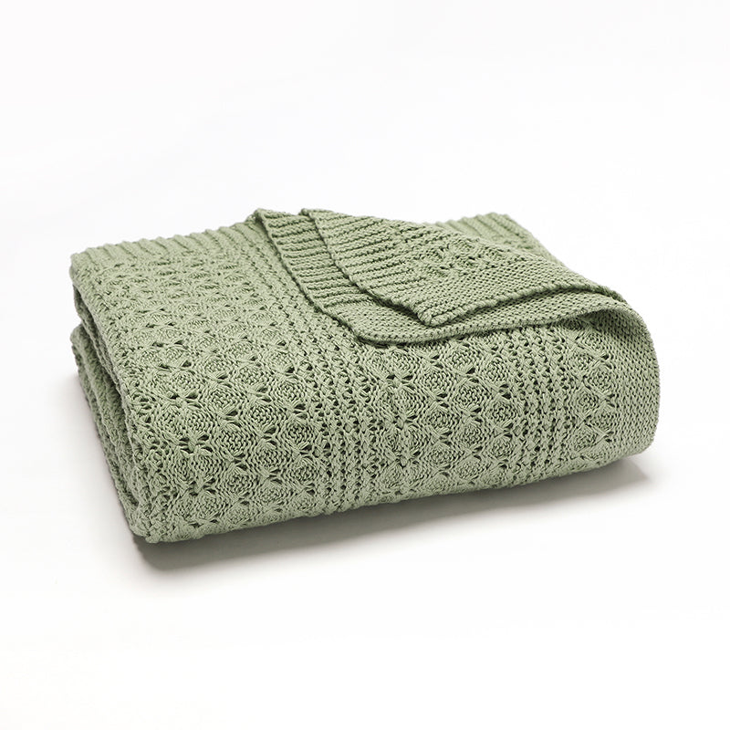 Mixed Weave Knit Blanket (Sage)