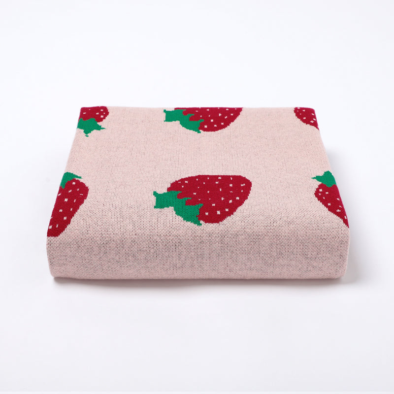 Strawberries Knit Blanket (Pink)