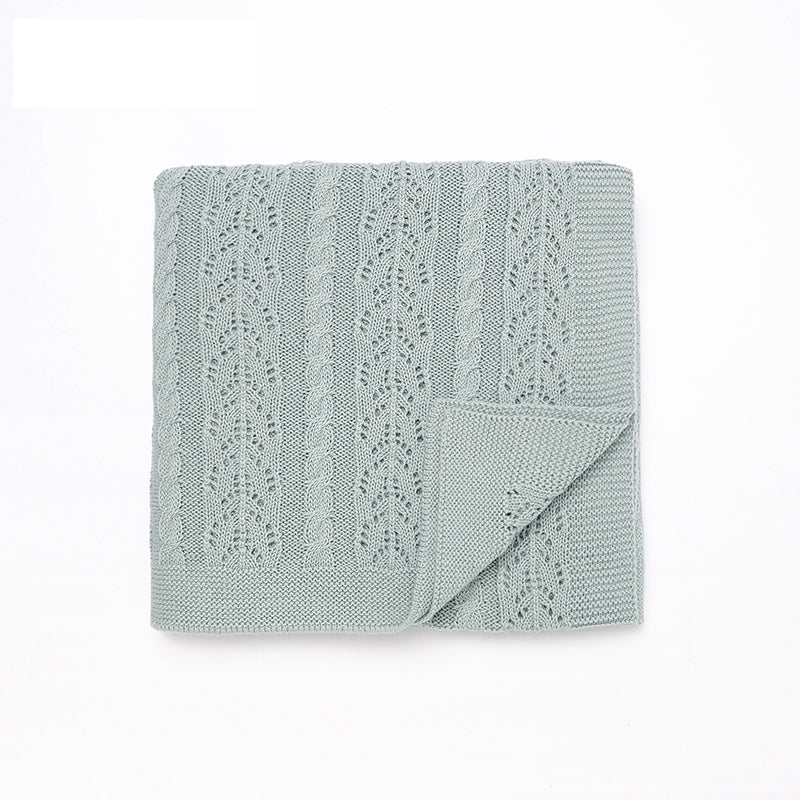 Plait Weave Knit Blanket (Blue)