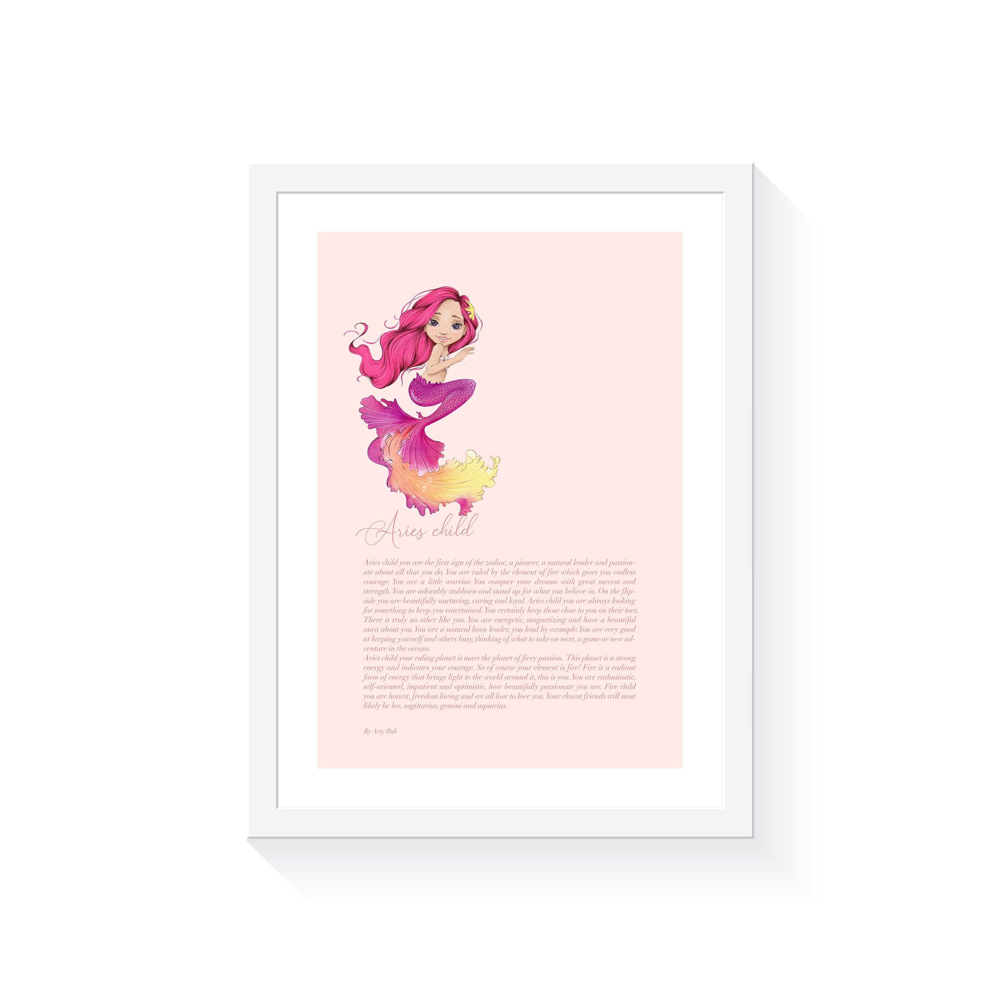 Mermaid Zodiac A4 Print (Aries)