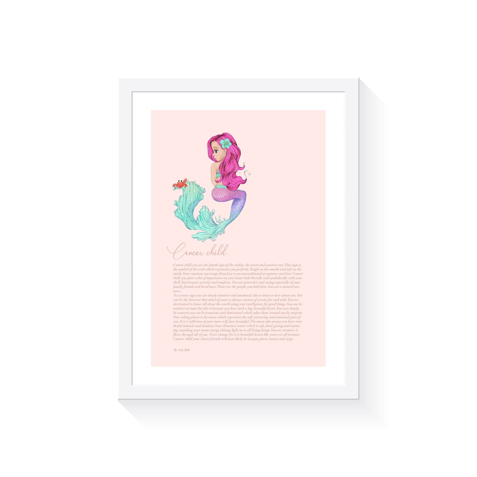 Mermaid Zodiac A4 Print (Cancer)
