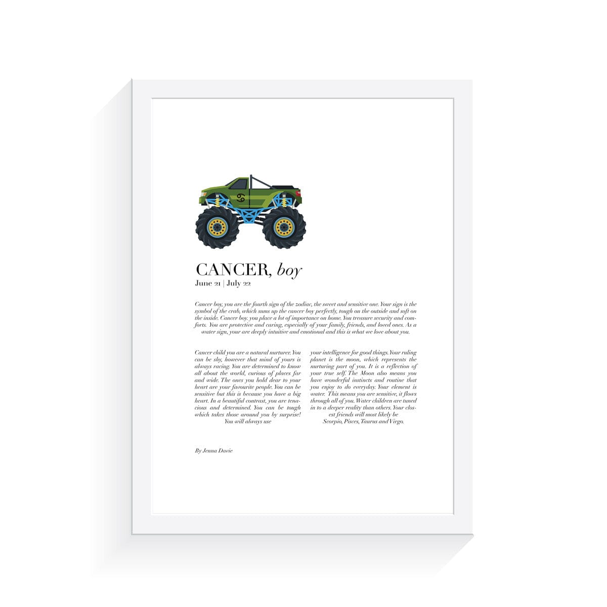 Monster Truck Zodiac A4 Print (Cancer)
