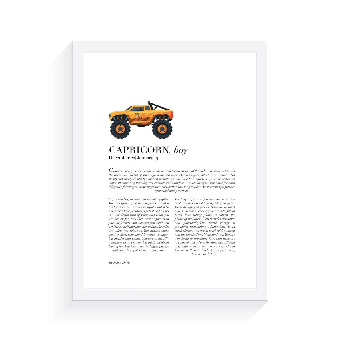 Monster Truck Zodiac A4 Print (Capricorn)