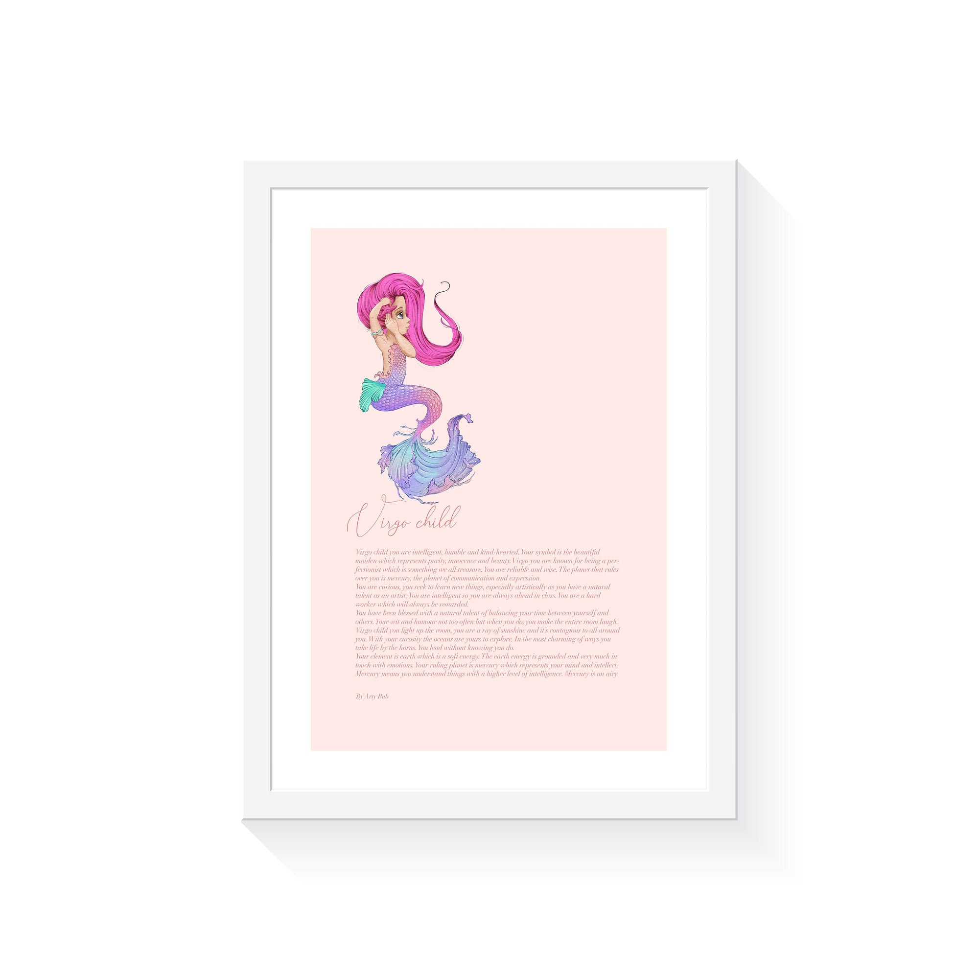 Mermaid Zodiac A4 Print (Virgo)