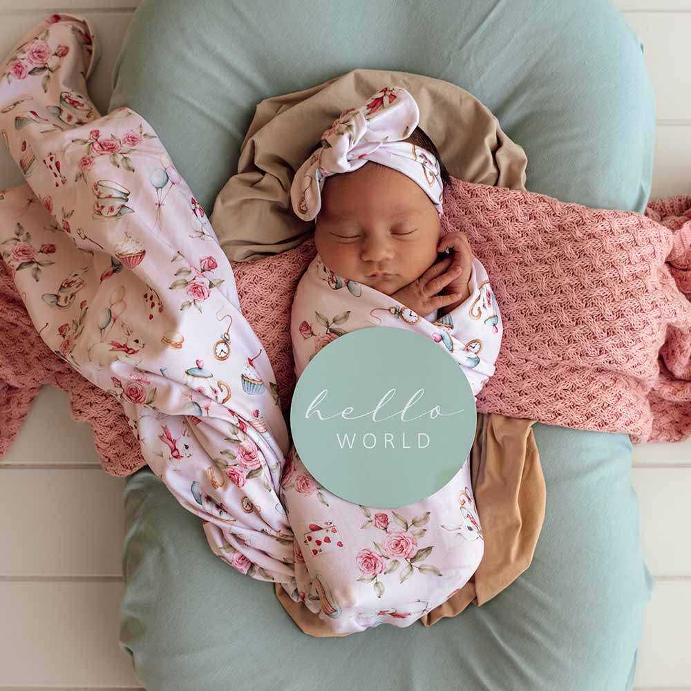 Alice`s Tea Party Jersey Wrap & Topknot