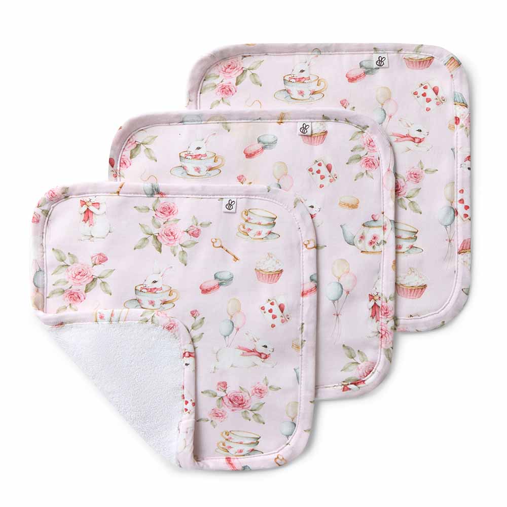 Alice`s Tea Party Wash Cloths 3 Pack