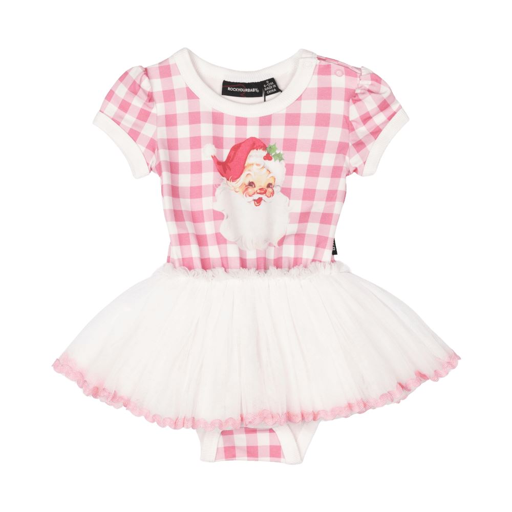 Pink Gingham Santa Baby Circus Dress