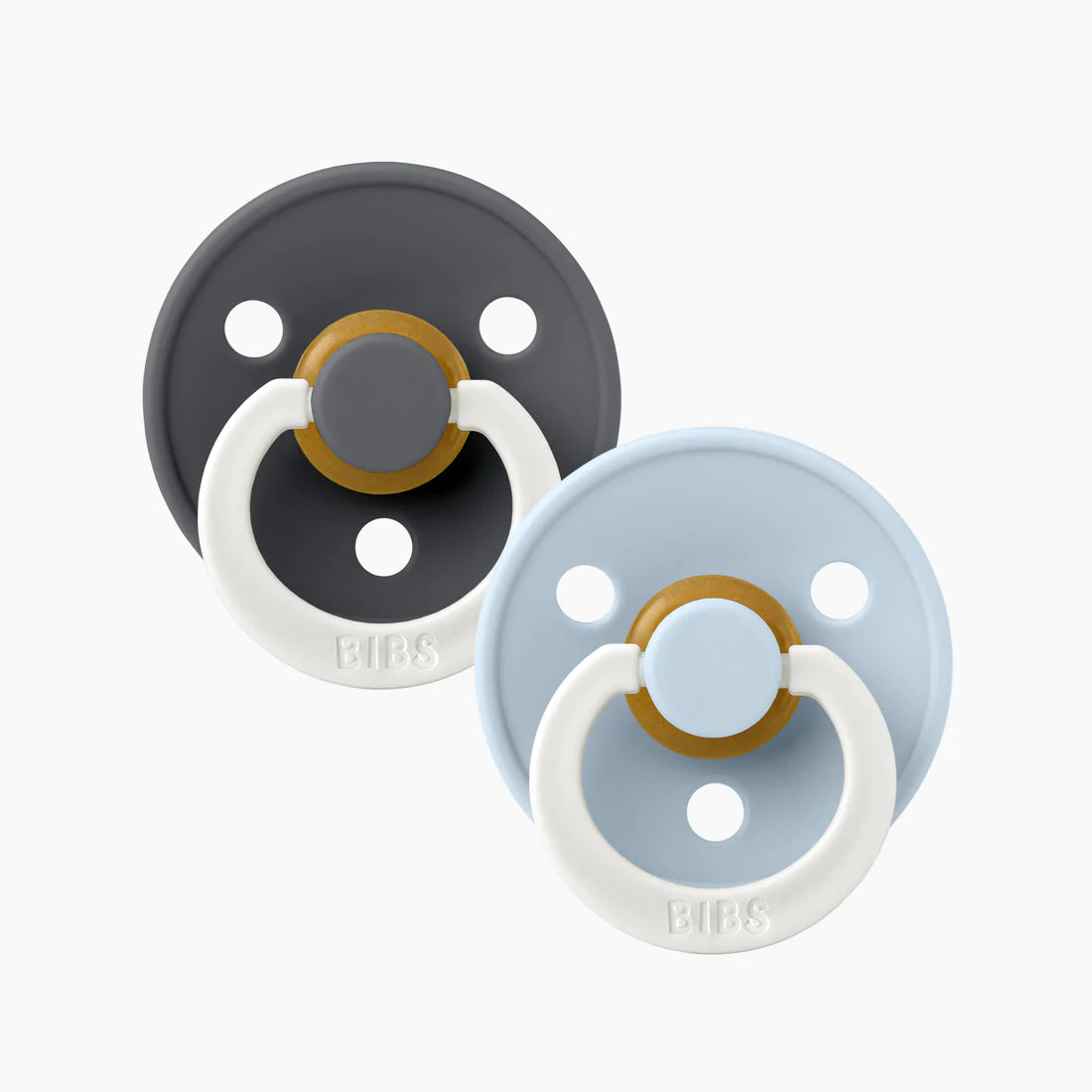 BIBS Round Night Glow 2pk (Iron/Baby Blue)